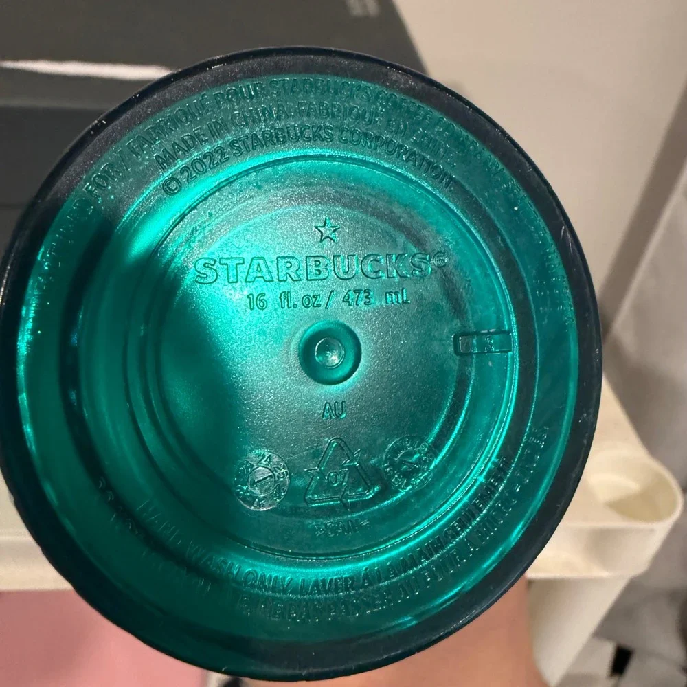Starbucks Tumbler Unisex 16oz Emerald Green Excellent Iridescent‎ Swirl 2022 Cup